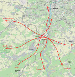 Soutok Vltavy a Berounky tvoří přirozenou přírodní bránu do krajinných oblastí v jižním, jihovýchodním a jihozápadním sousedství Pražské kotliny.